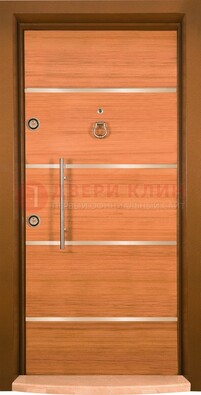 Коричневая входная дверь c МДФ панелью ЧД-11 в частный дом в Раменском