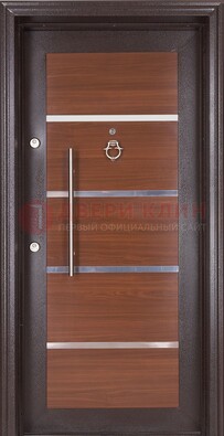 Коричневая входная дверь c МДФ панелью ЧД-27 в частный дом в Раменском