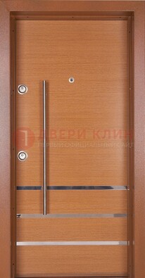 Коричневая входная дверь c МДФ панелью ЧД-31 в частный дом в Раменском