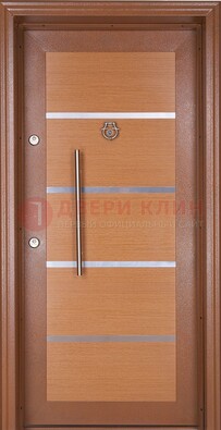 Коричневая входная дверь c МДФ панелью ЧД-33 в частный дом в Раменском