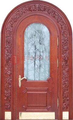 Толстая металлическая арочная дверь со стеклом ДА-20 в Раменском