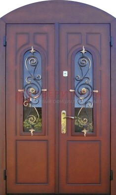 Двухстворчатая стальная дверь Винорит в форме арки ДА-55 в Раменском