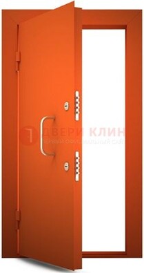 Оранжевая стальная бронированная дверь с нитроэмалью ДБ-2 в Раменском