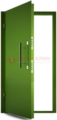 Зеленая металлическая бронированная дверь ДБ-8 в Раменском