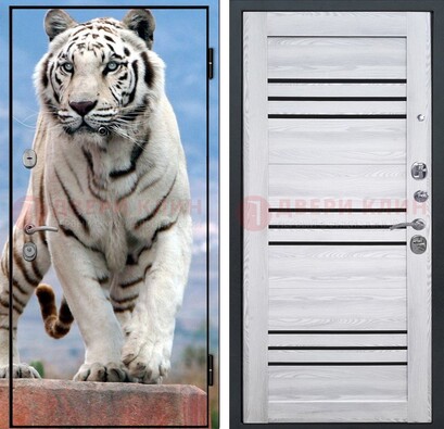 Стальная дверь с фотопечатью тигра ДФ-12 в Раменском