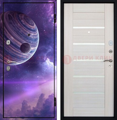 Стальная дверь с фотопечатью планеты ДФ-19 в Раменском