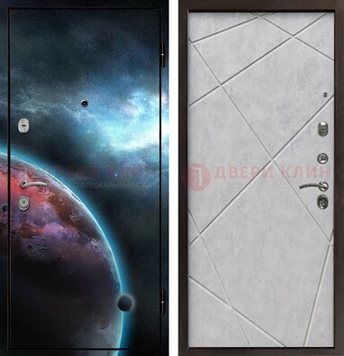 Железная дверь с фотопечатью планеты ДФ-21 в Раменском