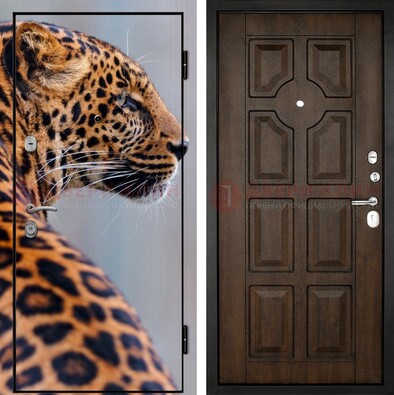 Металлическая дверь с фотопечатью леопарда ДФ-26 в Раменском
