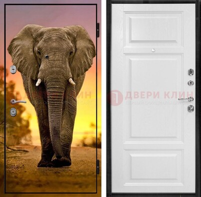 Металлическая дверь с фотопечатью слона ДФ-30 в Раменском