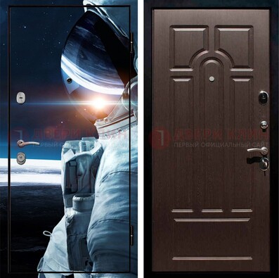 Стальная дверь с фотопечатью космонавта ДФ-4 в Раменском