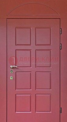 Красная стальная дверь с верхней фрамугой ДФГ-13 в Раменском