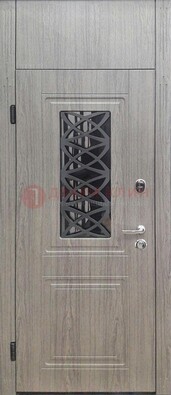 Металлическая дверь Винорит стекло и ковка с фрамугой ДФГ-33 в Раменском