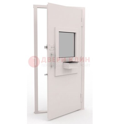 Белая металлическая дверь в кассу с нитроэмалью ДКС-4 в Раменском