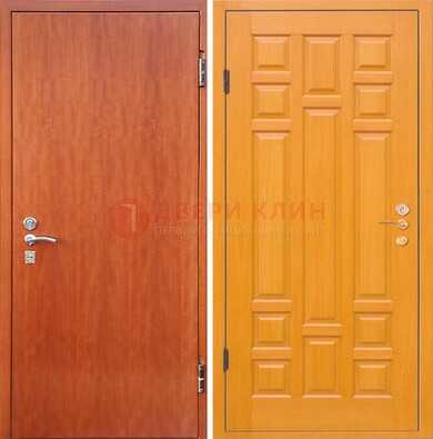 Оранжевая входная дверь с ламинатом МДФ внутри ДЛ-21 в Раменском