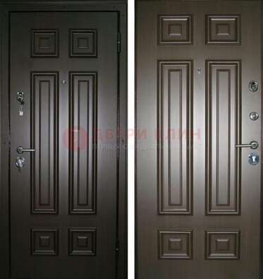 Темная металлическая дверь с МДФ ДМ-136 в квартиру в Раменском