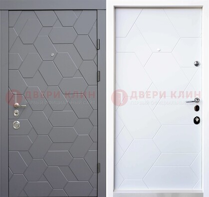 Серая стальная дверь с белой МДФ внутри ДМ-204 в Раменском