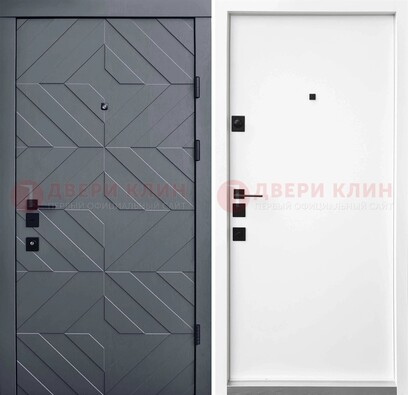 Темная уличная дверь с филенчатой МДФ внутри ДМ-205 в Раменском