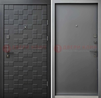 Темная стальная филенчатая дверь с МДФ ДМ-221 в Раменском