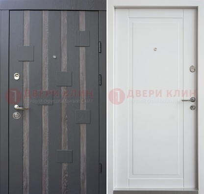Темная металлическая дверь c белом МДФ внутри ДМ-231 в Раменском
