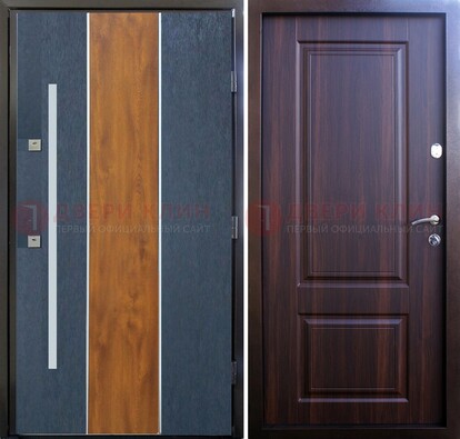 Современная входная дверь и с коричневой МДФ внутри ДМ-236 в Раменском
