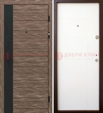 Коричневая входная дверь с черной вставкой МДФ ДМ-239 в Раменском