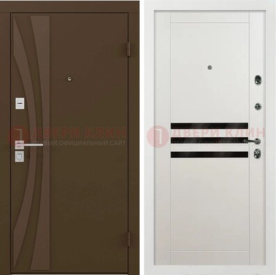 Стальная коричневая дверь с МДФ панелями ДМ-293 в Раменском