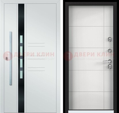 Металлическая дверь в белом цвете с МДФ ДМ-323 в Раменском