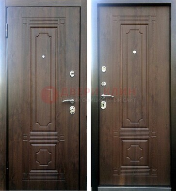 Коричневая металлическая дверь с МДФ ДМ-32 на дачу в Раменском