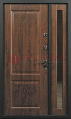 Темная железная дверь с панелью МДФ с зеркалом ДМ-338 в Раменском