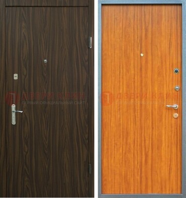 Коричневая одностворчатая стальная дверь с МДФ ДМ-341 в Раменском