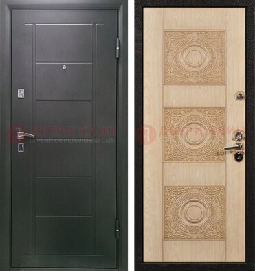 Темная железная дверь с МДФ в квартиру ДМ-344 в Раменском