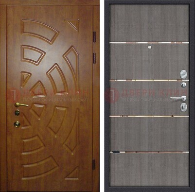 Коричневая железная дверь с МДФ и вставками ДМ-359 в Раменском