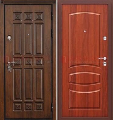 Темная металлическая дверь с МДФ и узором ДМ-364 в Раменском