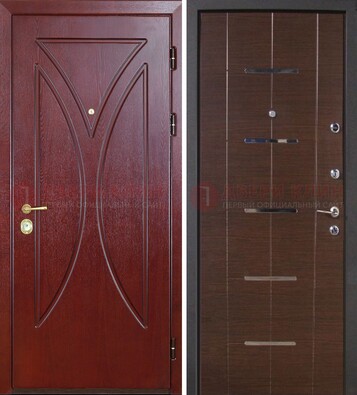 Темно-красная железная дверь с МДФ ДМ-370 в Раменском