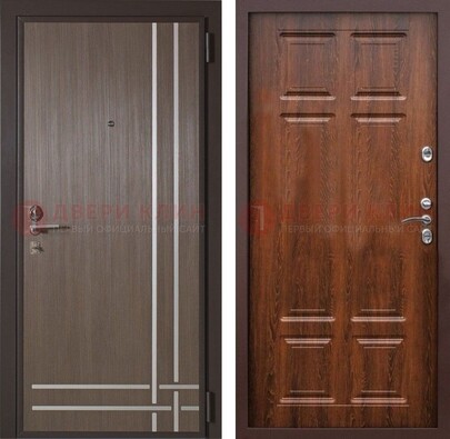 Темно-коричневая металлическая дверь с МДФ ДМ-373 в Раменском