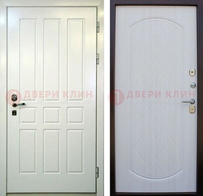 Белая стальная дверь с МДФ в квартиру ДМ-378 в Раменском