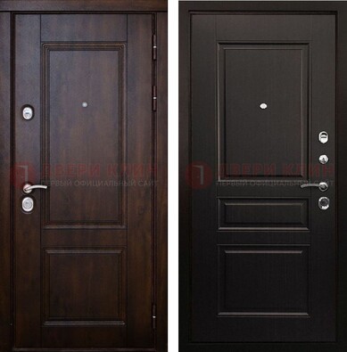 Классическая железная дверь с темными МДФ панелями ДМ-390 в Воскресенске