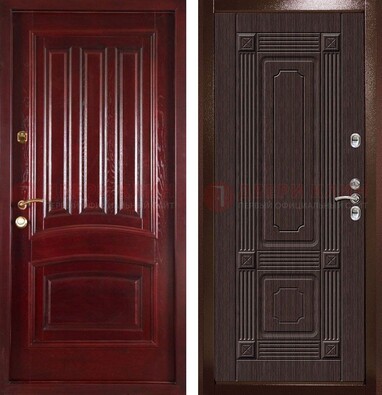 Красная стальная дверь с филенчатой МДФ ДМ-398 в Раменском