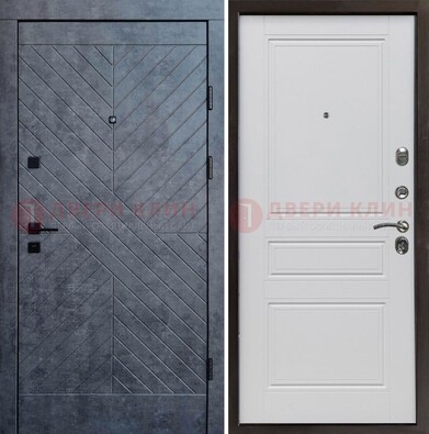 Серая металлическая дверь с декоративной МДФ ДМ-439 в Раменском