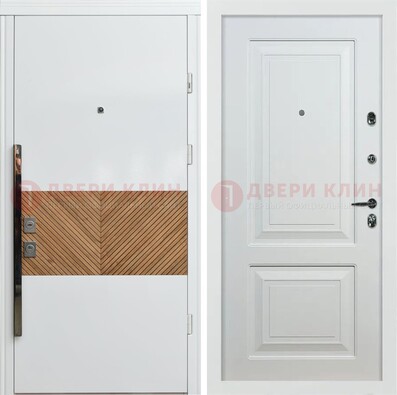 Белая железная дверь с МДФ в квартиру ДМ-476 в Раменском