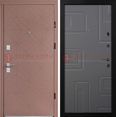 Красная стальная дверь в квартиру с МДФ хайтек ДМ-493 в Раменском