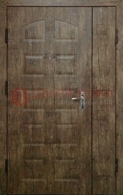 Коричневая тамбурная двухстворчатая дверь с МДФ ДМ-539 в Раменском