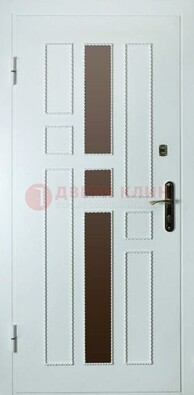Белая стальная дверь с МДФ и декоративными вставками ДМ-62 в Раменском