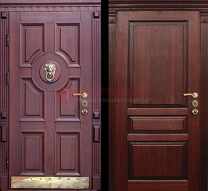 Темная входная дверь с массивом дуба с декоративной вставкой ДМД-6 в Раменском