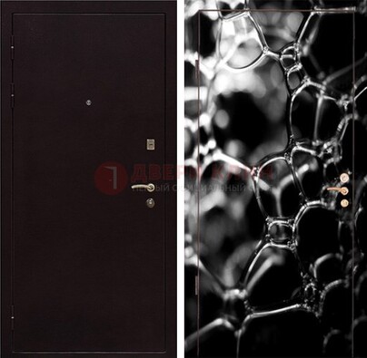 Черная стальная дверь с порошковым окрасом с фотопечатью ДП-158 в Раменском