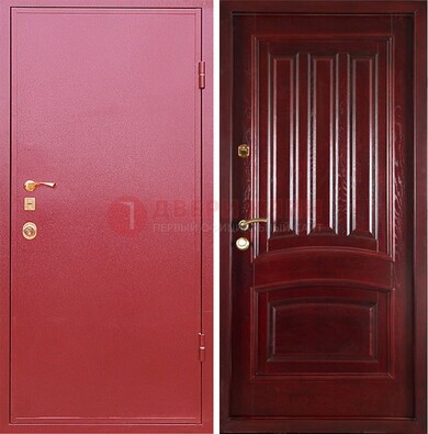 Красная металлическая дверь с порошковым напылением ДП-165 в Раменском