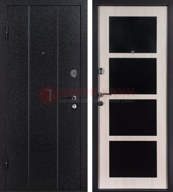 Черная металлическая дверь с порошковым напылением ДП-176 в Раменском