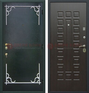 Темная входная дверь с порошковым покрытием и МДФ венге ДП-223 в Раменском