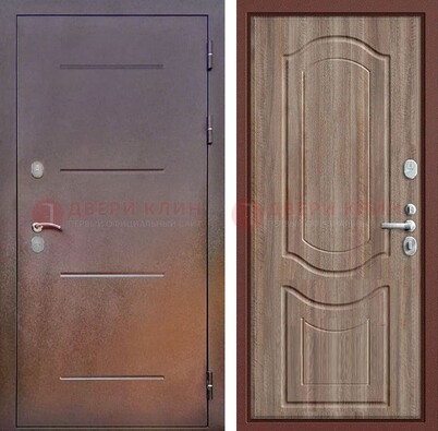 Стальная дверь с порошковым покрытием с коричневой МДФ ДП-226 в Раменском
