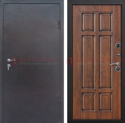 Темная входная дверь с порошковым покрытием с МДФ панелью ДП-235 в Раменском